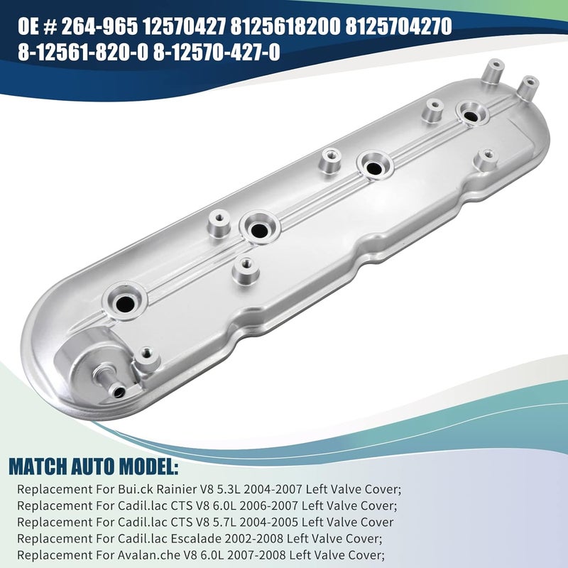 Tektall Valve Cover for Chev-rolet Tahoe 2000-2008, for G-M-C Yukon Yukon XL 1500 2500 2000-2008. Replace 264-965 12570427 12561820 (Driver Side) - Image 3
